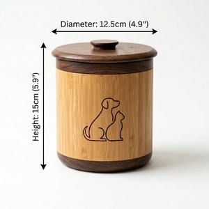 Walnut Bamboo <strong>Pet</strong> Urn Dual-Material Cylindrical Cremation Box With Engraved Dog Cat Keepsake <strong>Loss</strong> of Cat <strong>Gift</strong> - Product Image 3