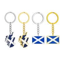 Porte-clés avec breloque drapeau écossais plaqué or 18 carats, en acier inoxydable émaillé, pendentif carte de l'équipe d'Écosse