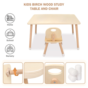 Kindermeubelset Leerbureau Peuter Voorschoolse Houtstudie Tekentafel En Stoel Interactieve Tafel Voor Kinderen - Product Image 2