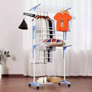 Ventes chaudes, séchoir à linge mobile à 3 niveaux, bleu, pour vêtements, manteaux, serviettes, <span class=keywords><strong>salle</strong></span> <span class=keywords><strong>de</strong></span> <span class=keywords><strong>bain</strong></span> - Product Image 2