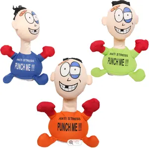 Punch Me Man Boxing Electronic Plush Toys Anti Stress Creative Vent Plush Doll with Simulation Sound Funny Unpack Gifts for Kids