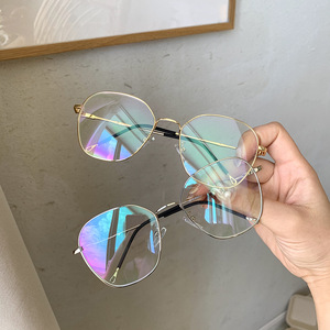 Monture de lunettes en métal Qianai, ronde, unisexe, pour myopie, anti-UV et anti-lumière bleue, taille moyenne - Product Image 2