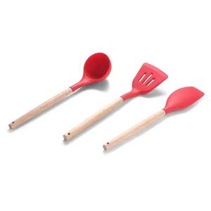 Juego de Utensilios de Cocina de Silicona de 3 Piezas, Ecológicos y No Tóxicos, con Mango de Madera, Aptos para Lavavajillas, Suministro Directo de Fábrica - Product Image 1