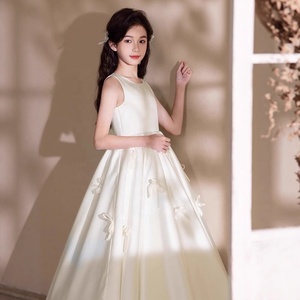Vestido Largo sin Mangas con Corte Entallado para <span class=keywords><strong>Niñas</strong></span>, Atuendo Formal para Actuaciones <span class=keywords><strong>de</strong></span> Piano, Violonchelo y Presentaciones - Product Image 4