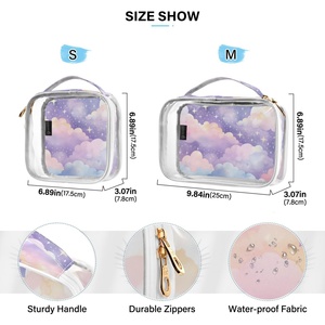 Lot de 2 trousses de maquillage transparentes en PVC personnalisées, format carré, pour voyage, accessoires de toilette, bagage cabine - Product Image 4