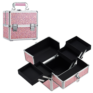 Portable Aluminum Cosmetic Train <b>Case</b> with 4 Trays Locking <b>Makeup</b> <b>Case</b> Organizer Hard Vanity Storage Travel Make up Artist Box - Product Image 1