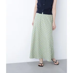 Falda Maxi Fluida <span class=keywords><strong>de</strong></span> Cintura Alta con Estampado a Cuadros, Casual y Elegante, Personalizada por el Fabricante para Mujer - Product Image 2
