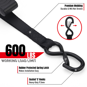 Sangles d'arrimage à cliquet rétractables de 1 pouce <span class=keywords><strong>x</strong></span> 10 pieds avec amortissement pour camions/quad/<span class=keywords><strong>moto</strong></span>/charge/usage domestique - Product Image 4
