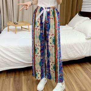 <span class=keywords><strong>Pantalon</strong></span> de pyjama en coton et soie <span class=keywords><strong>ample</strong></span> à taille élastique à imprimé floral vintage respirant pour femmes enceintes, nouveauté été - Product Image 6