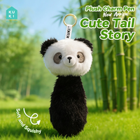 Stylo gel en peluche mignon, stylo en polaire doux avec porte-clés, pendentif animal, cadeau pour étudiant, accessoire de bureau