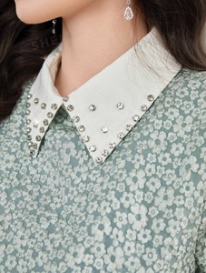 Telas Textiles Jacquard con Relieve, 100% Poliéster, para Confección de Vestidos Jacquard de Manga Corta con Detalles Calados para Mujer - Product Image 2