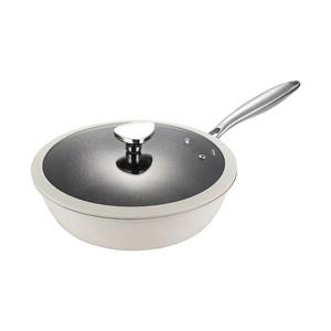 Wok antiadhésif Pebble avec couvercle, 32 cm, fond plat rond, revêtement émaillé, poêle de cuisson saine pour usage domestique - Product Image 3