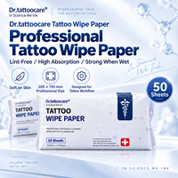 Dr.tattoocare Lingettes Professionnelles pour Tatouage Sans Peluches et Sans Résidus de Fibres 50 Feuilles Jetables