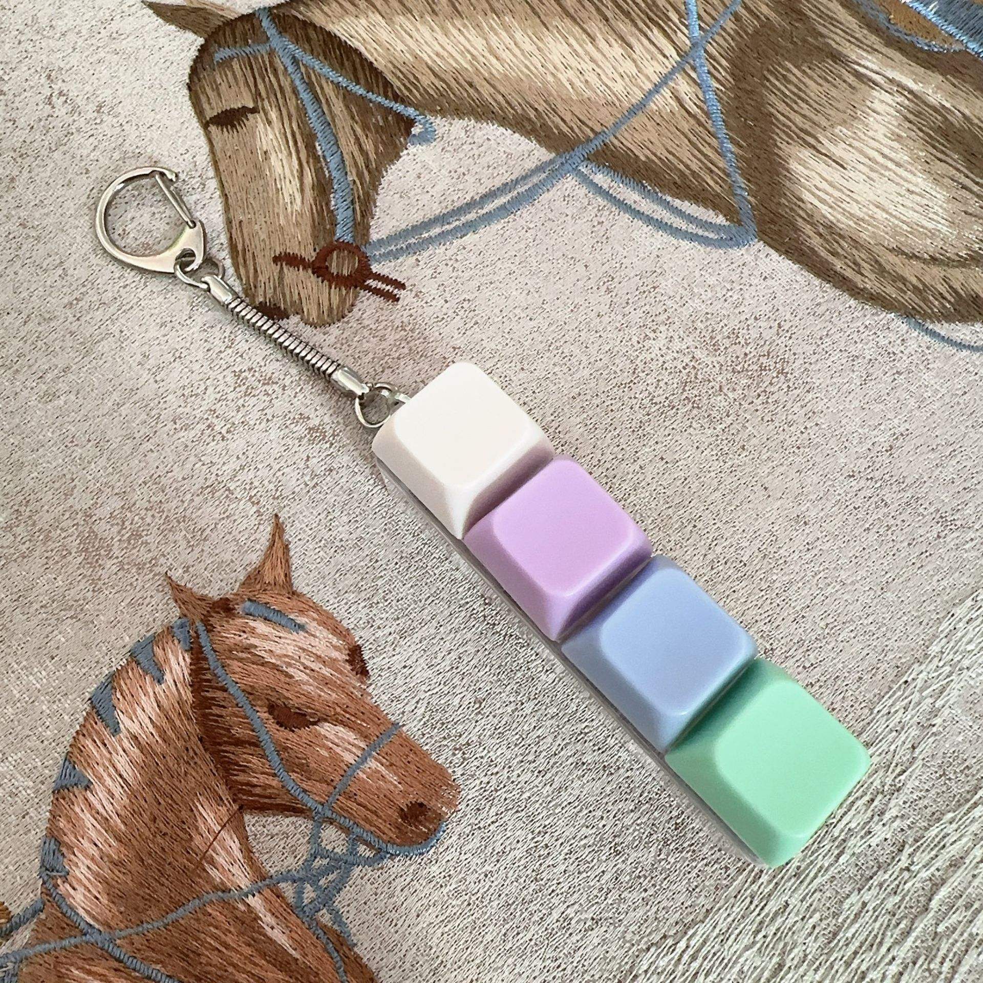 white, purple, blue, and green