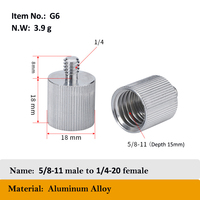 Adaptateur de vis fileté en alliage d'aluminium 1/4'' femelle vers 5/8'' mâle pour support de microphone, trépied, adaptateur de niveau laser