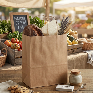 Bolsas de Papel para Almacenamiento de Alimentos con Asas de Cuerda de Algodón Biodegradable y Ecológicas, Diseño Personalizado, Colores a Medida, Bolsa de Kraft Resistente - Product Image 3