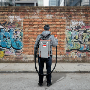 Macchina per Pulizia <span class=keywords><strong>Laser</strong></span> a Fibra Pulsata 200W 300W Portatile, Rimuove <span class=keywords><strong>Ruggine</strong></span> e Vernice, Graffiti da Pareti Esterne - Product Image 1