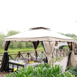 Gazebo de lona romana de acero y aluminio para Patio, toldo de lujo de 3x3, para exteriores y Patio