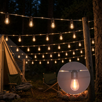 Guirlande lumineuse LED S14 de qualité commerciale, 10 m, 20 ampoules, fil en caoutchouc noir, pour extérieur, restaurant, terrasse