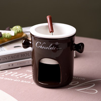 Marmite à fondue en céramique moderne, four à chocolat à deux anses, plat chauffant pour le fromage, compatible lave-vaisselle, grand modèle pour la maison, conservation de la chaleur par bougie
