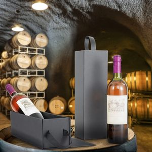 Black Wine <strong>Gift</strong> Box With Handle Magnetic Closure Collapsible Wine Champagne Bottle Box for Party Wedding <strong>Gift</strong> <strong>Wrap</strong> <strong>Storage</strong> - Product Image 3