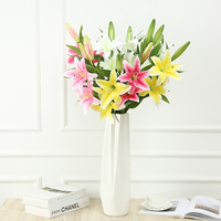 Couronnes de fleurs et plantes décoratives bon marché vente en gros fleurs artificielles tigre lys dans un Pot pour la décoration de gâteau