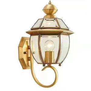 Lámpara de pared de cobre para exteriores, bombilla incandescente impermeable E27 para iluminación de jardín y villa, forma cilíndrica de 150x520mm - Product Image 3