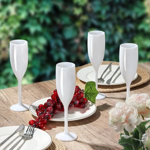 Flûtes à champagne incassables réutilisables en <span class=keywords><strong>plastique</strong></span> acrylique blanc avec logo personnalisé pour la fête de la douche nuptiale de mariage - Product Image 5