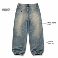 Jeans vintage délavés et déchirés, coupe décontractée ample, jogger en denim avec revers, streetwear personnalisé, OEM ODM, vente en gros, marque privée
