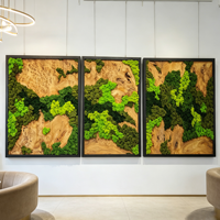 Décoration murale personnalisée en mousse et bois, art botanique moderne, cadre d'art en mousse stabilisée, décoration murale naturelle en bois et mousse, verdure