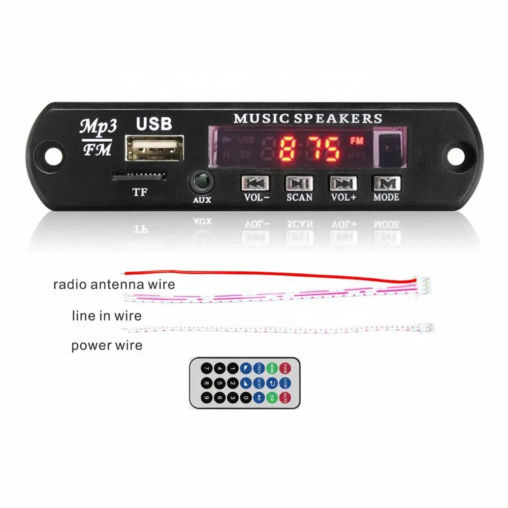 Motorcycle Audio USB Decoder Mp3 Circuit Module Digital Voice Mp3 Player Speaker Radio FM pcb Board For Car