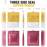 Sachet refermable à fermeture éclair trois côtés personnalisé, pochette plate imprimée pour emballage alimentaire destiné aux marques de détail