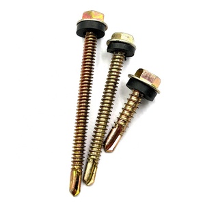 สกรูหัวหกเหลี่ยมเจาะเองชุบสังกะสีเหลืองสำหรับงานหลังคา - Product Image 2