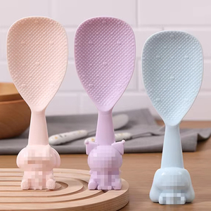 Cuchara de Arroz Antiadherente con Diseño de Conejo de Dibujos Animados, de Plástico y Paja de Trigo, para Niños, Cuchara Hueca para Arroz y Alimentos - Product Image 1