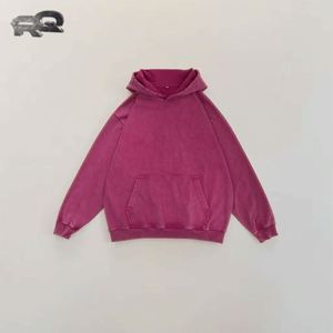 Manteau à capuche en molleton 100 % coton, style américain, coupe ample, délavé, pour homme, collection automne-hiver, marque RQ, modèle transfrontalier - Product Image 1