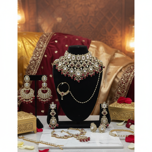 Women's <b>Gold</b> Plated Ethnic Kundan Bridal Choker Necklace <b>Set</b> Enamel Pearl Drop Jhumka Earrings Tikka Wedding Party Engagement - Product Image 3