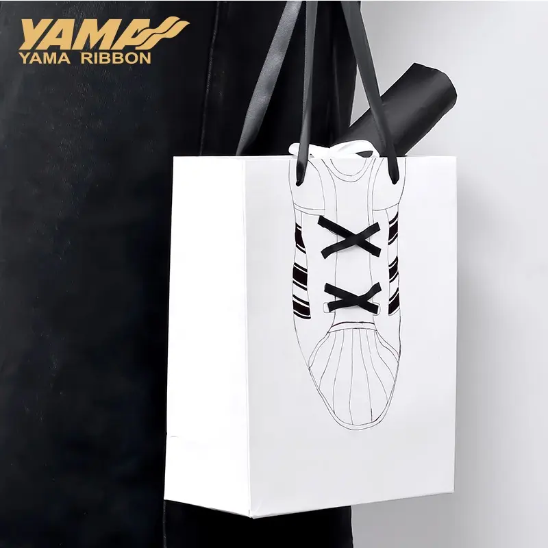 Yama Usine Mode Personnalisé Satin Gros-Grain Transporteur Sacs Shopping Ruban Poignées Avec Embouts En Plastique