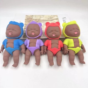 Nouvelle poupée anti-stress à presser, figurine bébé noire amusante à rebond lent, jouet de décompression, poupée souple - Product Image 5