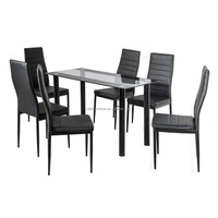 Meubles de maison très demandés : Ensemble de salle à manger 6 chaises, table de cuisine moderne et simple en verre avec 4 ou 6 chaises