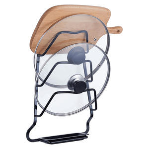 Pot Lid Rack Wall Mounted With <b>Tray</b> Metal Hanging Kitchen <b>Storage</b> Draining Rack Square Shape For Cookware Organization - Product Image 3