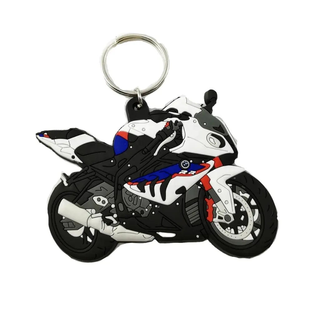 Llavero con diseño de logotipo personalizado, de goma suave, de silicona, de dibujos animados, de pvc, 3d, para motocicleta