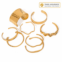 Bracelet manchette large en acier inoxydable plaqué or 18 carats, anti-ternissement, finition miroir, réglable, pour femme, vente en gros