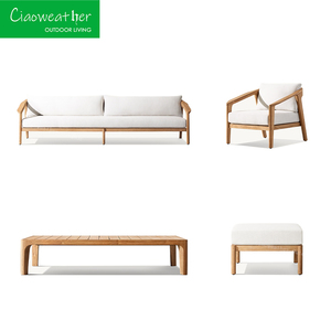 Ensemble de canapés en bois de jardin modernes professionnels, mobilier d'extérieur de <span class=keywords><strong>luxe</strong></span> d'hôtel, coussin modulaire, salon d'extérieur, jardin - Product Image 5