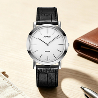 Reloj de Pulsera SINOBI Personalizado OEM Ultrafino de Acero Inoxidable con Correa de Cuero, Reloj de Cuarzo Minimalista con Cristal de Zafiro, Reloj de Pulsera Delgado para Hombre, Venta al por Mayor
