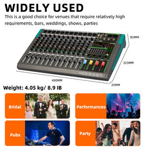 Mixer Audio Professionale Biner PA12, Scheda Sonora con Console di Mixaggio USB, Effetto Riverbero Integrato <span class=keywords><strong>da</strong></span> 256, Mixer Audio a 12 Canali - Product Image 3