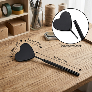 Miroir de maquillage portatif en forme de cœur, design détachable, plastique noir, simple face, 5,3 cm x 4,5 cm - Product Image 2