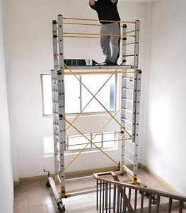 Échelle télescopique mobile en alliage d'aluminium de 4 à 9 m, plateforme de travail en hauteur pliable, échelle d'accès - Product Image 6