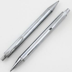 Bolígrafo de Metal Plateado Personalizado al por Mayor, Bolígrafo con Logotipo de 1.0 mm con Función de Presión para Promociones - Product Image 1