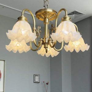 Copper <b>ceiling</b> <b>Light</b> Chandelier Postmodern Gold Metal Blown Glass Indoor Designer Lily Chandelier for Living Room <b>Bedroom</b> - Product Image 1