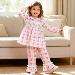 Pyjamas pour enfants avec col claudine Vêtements pour filles Vêtements pour enfants avec smocks imprimés pour filles Tenues <span class=keywords><strong>2</strong></span> pièces - Product Image 3